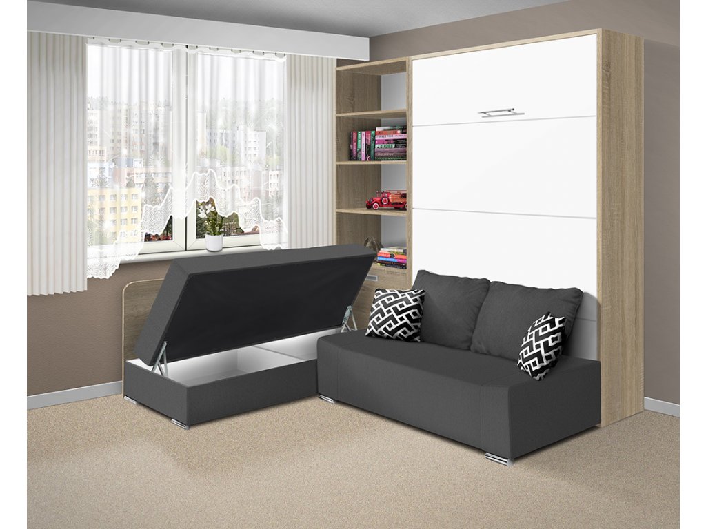 Schrankbett mit Lamellen und Sofa VS21075 200x120 cm