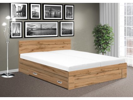 Bett SIMON mit Stauräumen Eiche Wotan