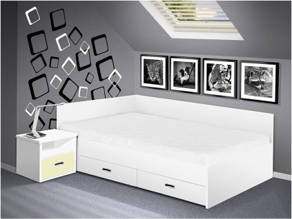 Bett mit Stauraum Renata 140x200 cm in weißem Dekor