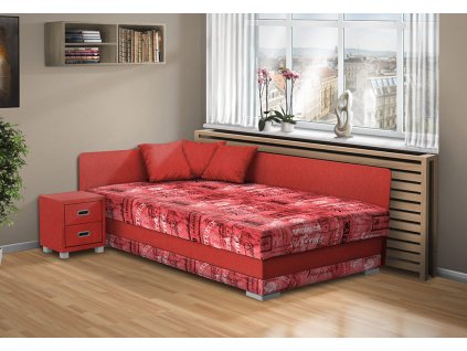 Polsterbett mit Stauraum 140x200 cm in rot