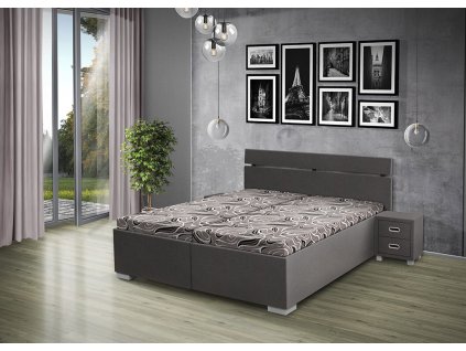 Doppelbett Lora 180x200cm in grau gepolstert