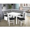 Eckbankgruppe Chicago 13-16 mit Stühlen im Dekor Weiß/Weiß, schwarz