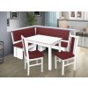 Eckbankgruppe Chicago 14-18 mit Stühlen im Dekor Weiß/Weinrot