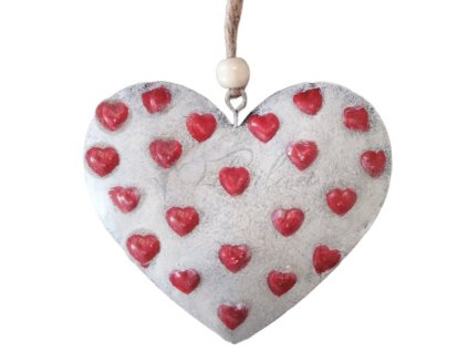 PAN 706 Srdce plech s červenými srdíčky 13cm