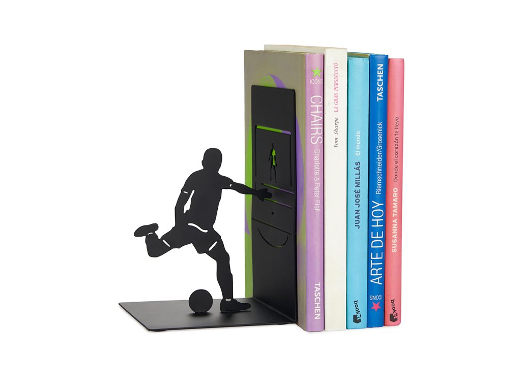 Zarážka na knihy Goal Kick, fotbalista, černá, Balvi
