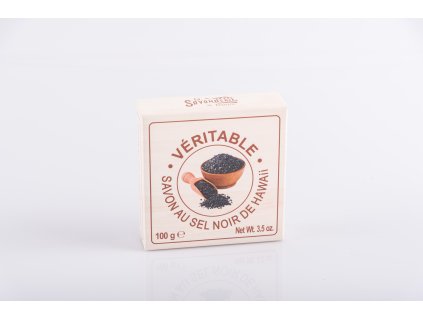 Francouzské tuhé mýdlo 100g – Havajská černá sůl, kulaté, La Savonnerie de Nyons