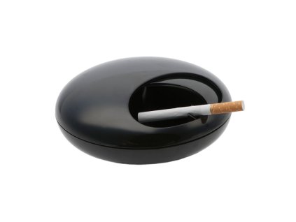 Popelník s posuvným víkem Slide, melamin, černý, Balvi