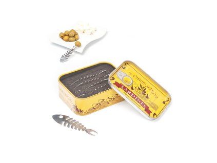 Napichovátka Conserverie Sardines, rybí kostra v retro dóze, Balvi