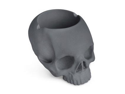 Popelník ve tvaru lebky Skully, keramika, šedý, Balvi