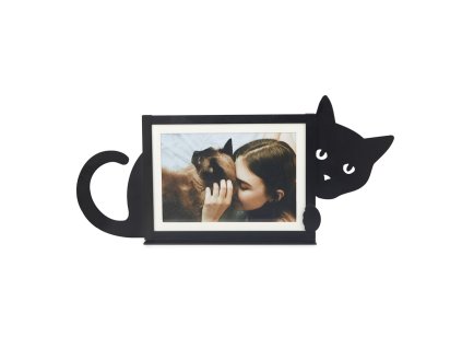 Fotorámeček ve tvaru kočky Hidden Cat, černý, 15×10 cm, Balvi