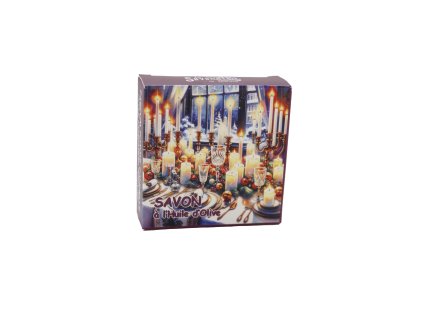 Francouzské tuhé mýdlo 100g – Skořice a jablko, Table de Noël, kulaté, La Savonnerie de Nyons