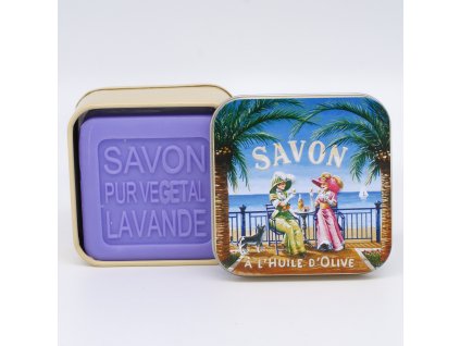 Francouzské tuhé mýdlo 100g v plechové dóze – Levandule, Azurové pobřeží Aperitiv, La Savonnerie de Nyons