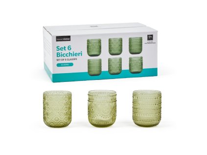 Sada 6 sklenic na vodu Green 250 ml 7,5 × 9,5 cm, Mercury