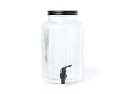 Skleněný dávkovač na nápoje 6 l s PVC samolepkami 23 × 18 × 30 cm, Mercury