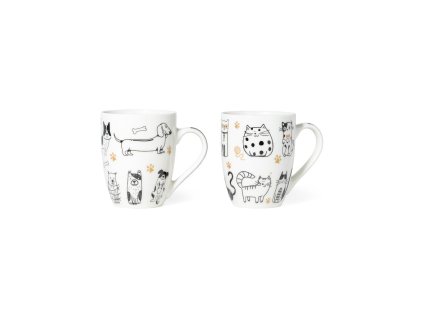 Porcelánový hrnek 340 ml kočky a psi, mix 2 designů, Mercury
