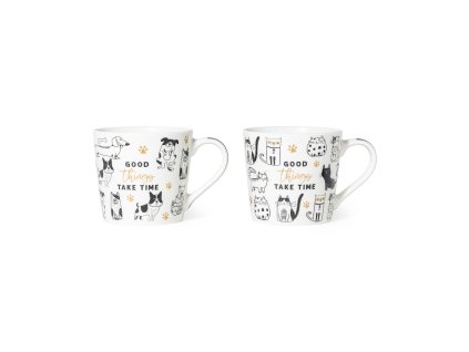 Porcelánový hrnek 400 ml kočky a psi s nápisy, mix 2 designů, Mercury