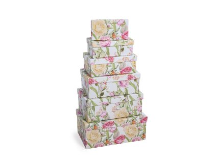 Sada 6 obdélníkových dárkových krabic s květinovým motivem, Mercury