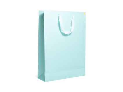 Papírová dárková taška světle modrá 210 g s háčkem 32 × 10,5 × 44,5 cm, Mercury