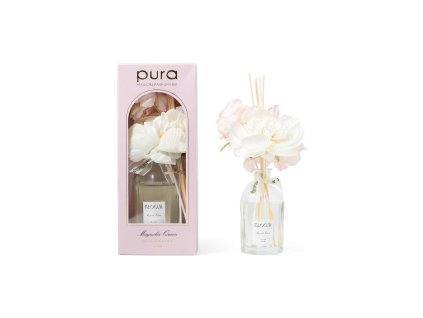 Aroma difuzér s květy 120 ml růžový, vůně Magnolia Queen, PURA