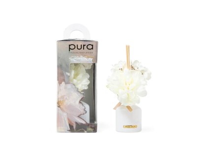 Aroma difuzér s květy 225 ml bílý, vůně karmínový mák 33 cm, PURA