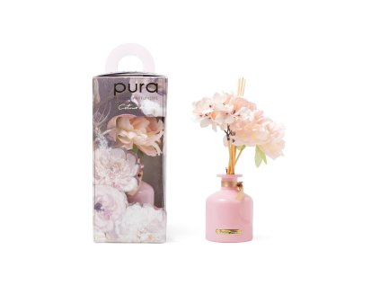 Aroma difuzér s květy 225 ml růžový, vůně Citrus Island 33 cm, PURA