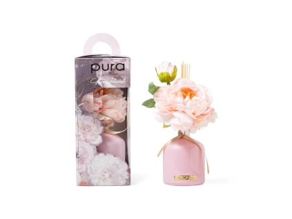 Aroma difuzér s květy 500 ml růžový, vůně Citrus Island 34,5 cm, PURA