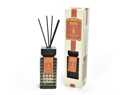 Aroma difuzér s tyčinkami 250 ml, vůně Black Tea & Vetiver with Woods, PURA