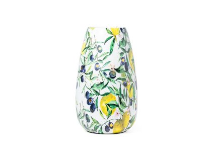 Dekorativní kovová váza smaltovaná, barevný dekor 18 × 30 cm, Mercury