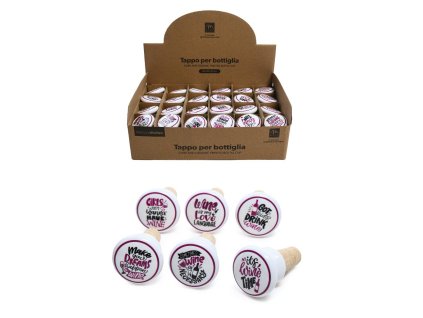 Keramicko-korková zátka na lahev Wine Time 4 × 4 × 6 cm, Mercury