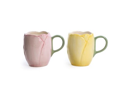 Keramický hrnek s reliéfem květiny 400 ml, mix barev, Mercury