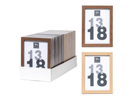 Fotorámeček MDF v dekoru dřeva 13 × 18 cm, na postavení i zavěšení, mix barev, Mercury