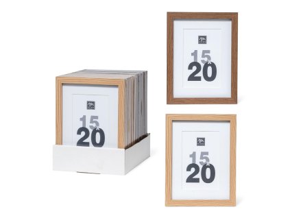 Fotorámeček MDF v dekoru dřeva 15 × 20 cm, na postavení i zavěšení, mix barev, Mercury