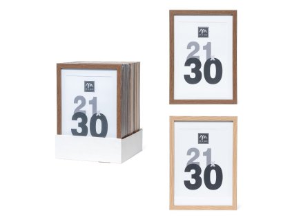 Fotorámeček MDF v dekoru dřeva 21 × 30 cm, na postavení i zavěšení, mix barev, Mercury