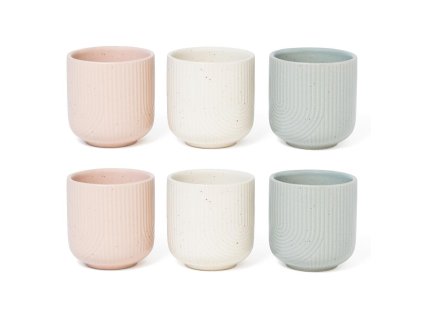 Sada 6 keramických šálků na kávu Lines 100 ml, mix barev, Mercury