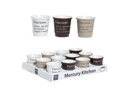 Porcelánový šálek na espresso s nápisem 100 ml, mix barev, Mercury