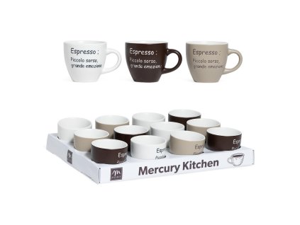 Porcelánový šálek na espresso s nápisem 100 ml, mix barev, Mercury