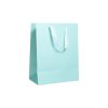 Papírová dárková taška světle modrá 210 g s háčkem 26 × 13,5 × 32,5 cm, Mercury