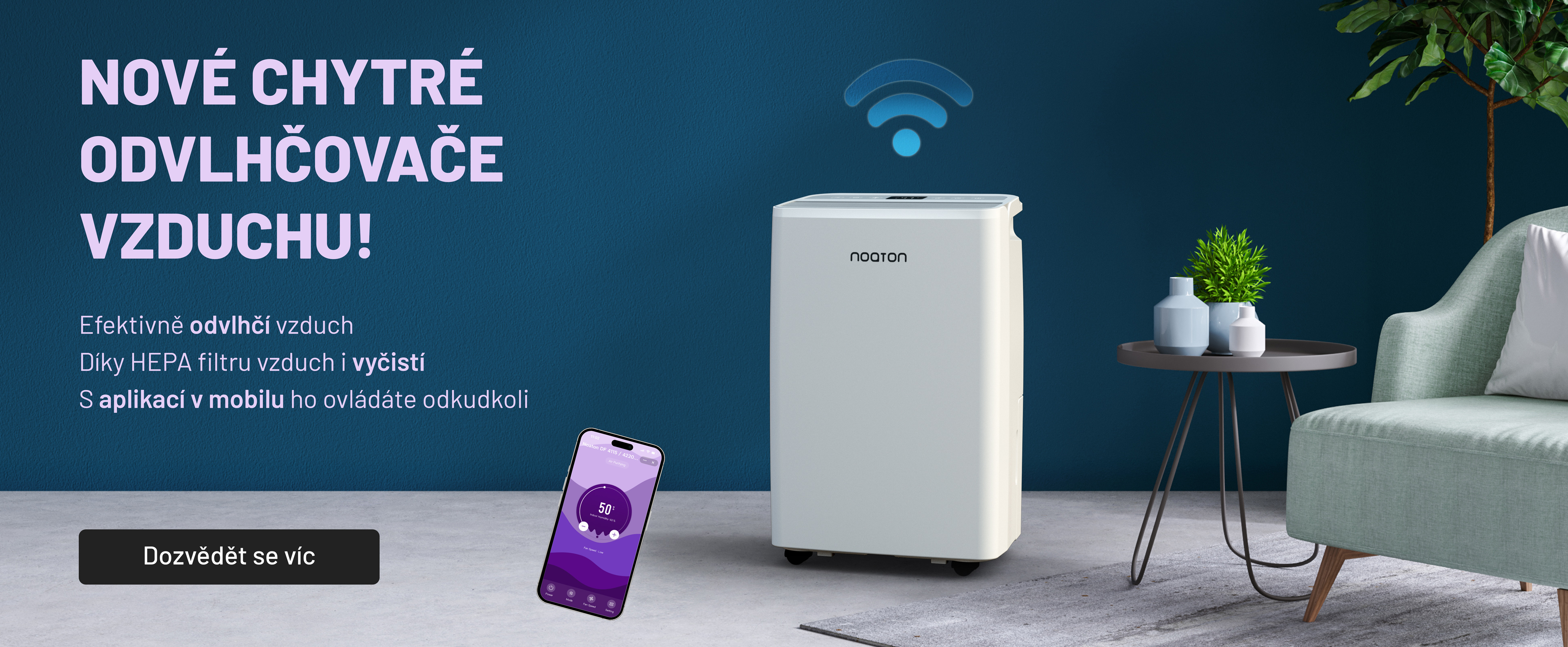 Nové odvlhčovače vzduchu! Odvlhčí vzduch, díky HEPA filtru vyčistí, možnost ovládání pomocí aplikace