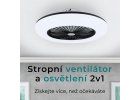 Stropní ventilátor se světlem, Callisto, černá - stropní ventilátor a osvětlení 2v1