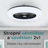 Stropní ventilátor se světlem, Callisto, černá - stropní ventilátor a osvětlení 2v1