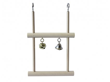 Hojdačka pre papagáje a vtáky z dreva so zvončekom 12,5x20,5cm