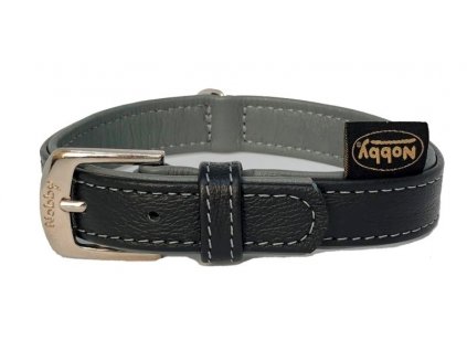 Mäkký obojok pre psov z jemnej hovädzej kože pre psov Nobby Pacific L-XL 60cm šedá