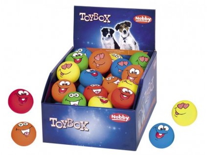 Kvalitná latexová hračka pre psov Nobby Displej Crazy Faces 60ks