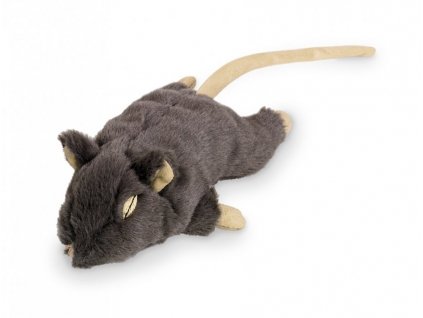 Plyšová myška pre mačky s šuštivým telom Nobby o veľkosti 19cm v sivej farbe