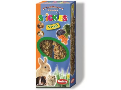 Lahodné doplnkové krmivo pre králiky a ďalšie hlodavce Nobby Starsnack Stickies Vegi 2x56g