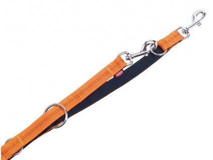 Prepínacie tréningové vodidlo pre psa z nylonu s dĺžkou 2m šírkou 25mm Nobby Soft Grip L-XL oranžové