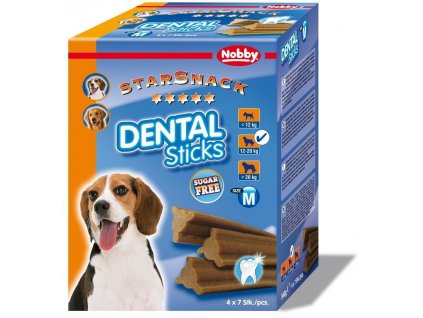 Dentálne maškrty pre psy od 12kg do 20kg Nobby Dental Sticks M v balení 28ks
