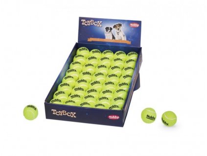 Hračka pre malých a stredných psov tennisová lopta s povrchom šetrným pre zuby s pískatkom S 40ks