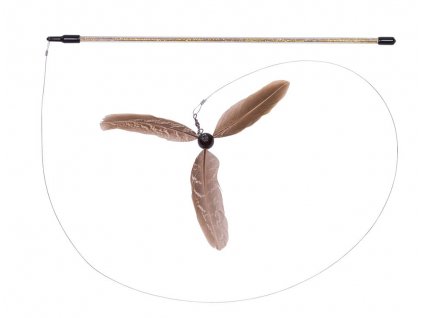 Vábnička s kovovu pružinou a pierkami na konci pre mačky Nobby Whirlwind s tyčou 33cm