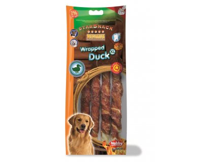 Pochúťka a odmena pre psov s kačacím mäsom BBQ Wrapped Duck XL 253g
